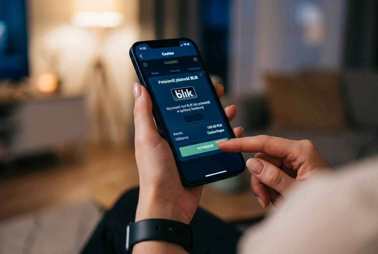 Bezpieczna transakcja BLIK w zagranicznym kasynie online na urządzeniu mobilnym
