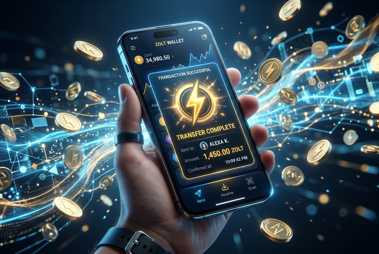 Nowoczesny smartfon z powiadomieniem o natychmiastowej wypłacie z kasyna, technologia blockchain