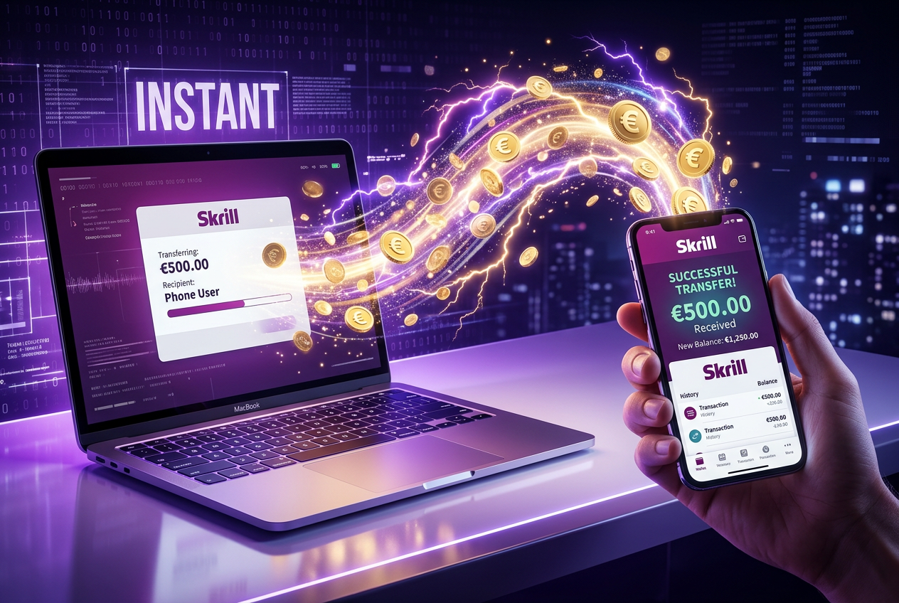 Błyskawiczna wypłata środków z kasyna online na aplikację Skrill